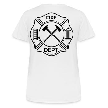 Feuerwehr Station Fire Department Zentrale - Frauen T-Shirt atmungsaktiv - Weiß - Hinten - AI Model Female 172 dark (172cm)
