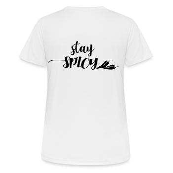 stay spicy scharf chili chilischote Geschenk - Frauen T-Shirt atmungsaktiv - Weiß - Hinten - AI Model Female 172 dark (172cm)