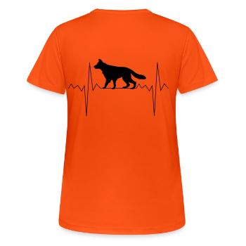 Herz battement de coeur berger chien cadeau - T-shirt respirant Femme - orange néon - Dos - AI Model Female 172 dark (172cm)