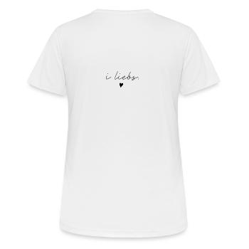 i liebs schriftzug - Frauen T-Shirt atmungsaktiv - Weiß - Hinten - AI Model Female 172 dark (172cm)