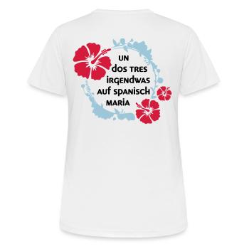Un, dos, tres Lustige Sprüche Lied Spanisch Song - Frauen T-Shirt atmungsaktiv - Weiß - Hinten - AI Model Female 172 dark (172cm)