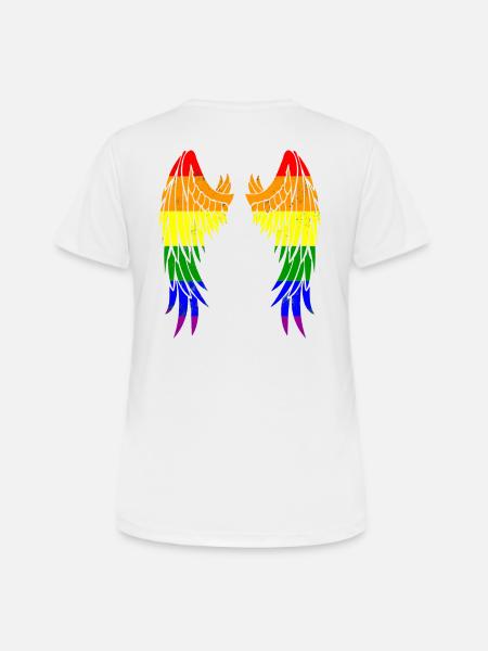 Regenbogen Flügel CSD schwul und lesbisch Love - Frauen T-Shirt atmungsaktiv - Weiß