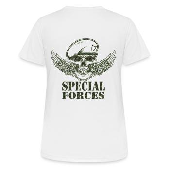 Armee - Frauen T-Shirt atmungsaktiv - Weiß - Hinten - AI Model Female 172 dark (172cm)