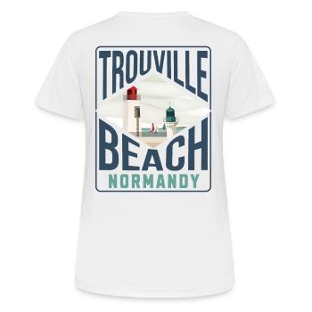 Trouville Strand Normandie blc - Frauen T-Shirt atmungsaktiv - Weiß - Hinten - AI Model Female 172 dark (172cm)