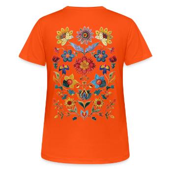Ornement floral - T-shirt respirant Femme - orange néon - Dos - AI Model Female 172 dark (172cm)
