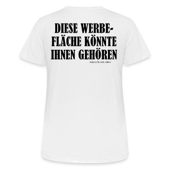 Diese Werbefläche könnte Ihnen gehören - Frauen T-Shirt atmungsaktiv - Weiß - Hinten - AI Model Female 172 dark (172cm)