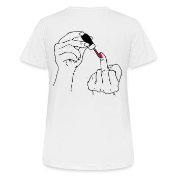 FUCK YOU - Frauen T-Shirt atmungsaktiv - Weiß - Hinten - AI Model Female 172 dark (172cm)