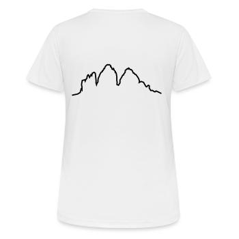 Dolomiten 3 Zinnen - Frauen T-Shirt atmungsaktiv - Weiß - Hinten - AI Model Female 172 dark (172cm)