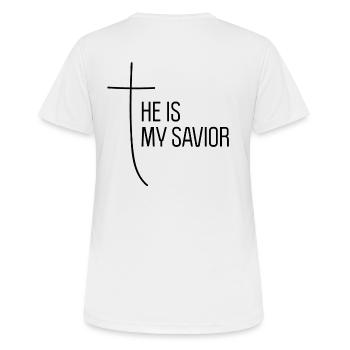 IL EST MON SAUVEUR - T-shirt respirant Femme - blanc - Dos - AI Model Female 172 dark (172cm)