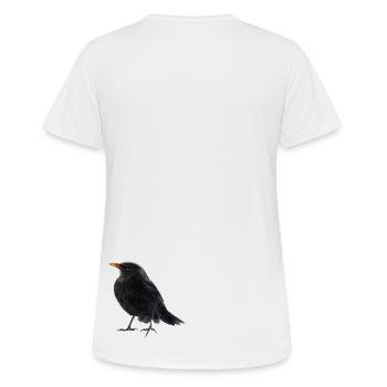 Amsel Drossel - Frauen T-Shirt atmungsaktiv - Weiß - Hinten - AI Model Female 172 dark (172cm)