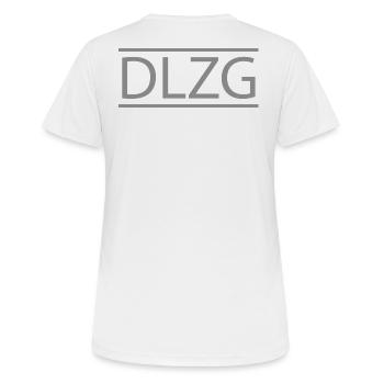 DLZG - Die Linke zum Gruss Motorrad - Frauen T-Shirt atmungsaktiv - Weiß - Hinten - AI Model Female 172 dark (172cm)