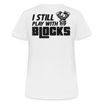 Play with block engine - Frauen T-Shirt atmungsaktiv - Weiß - Hinten - AI Model Female 172 dark (172cm)