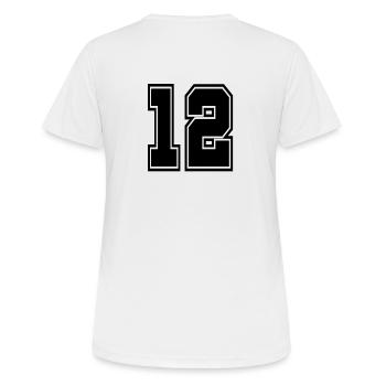 12 Rückennummer Collegestyle Football Fußball Zahl - Frauen T-Shirt atmungsaktiv - Weiß - Hinten - AI Model Female 172 dark (172cm)