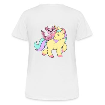 Axolotl Schwanzlurch Salamander mit bunten Einhorn - Frauen T-Shirt atmungsaktiv - Weiß - Hinten - AI Model Female 172 dark (172cm)