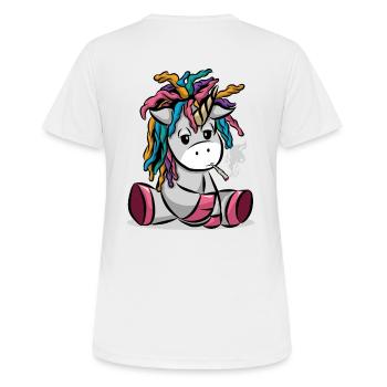 Smoking unicorn with joint - Women's Breathable T-Shirt - white - Back - AI Model Female 172 dark (172cm)