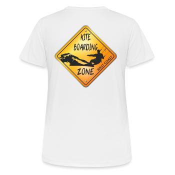 KITEBOARDING ZONE WEST COAST - Frauen T-Shirt atmungsaktiv - Weiß - Hinten - AI Model Female 172 dark (172cm)