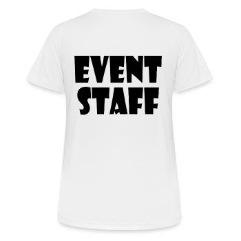 Event staff - Frauen T-Shirt atmungsaktiv - Weiß - Hinten - AI Model Female 172 dark (172cm)