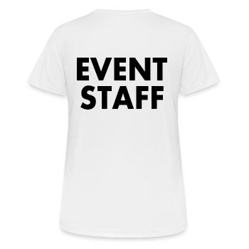 Event staff - Frauen T-Shirt atmungsaktiv - Weiß - Hinten - AI Model Female 172 dark (172cm)