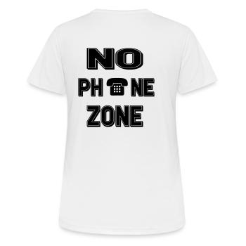 NO PHONE ZONE - Frauen T-Shirt atmungsaktiv - Weiß - Hinten - AI Model Female 172 dark (172cm)