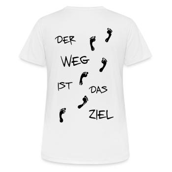 Der Weg ist das Ziel - Frauen T-Shirt atmungsaktiv - Weiß - Hinten - AI Model Female 172 dark (172cm)
