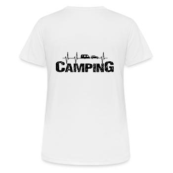 Camping - Frauen T-Shirt atmungsaktiv - Weiß - Hinten - AI Model Female 172 dark (172cm)