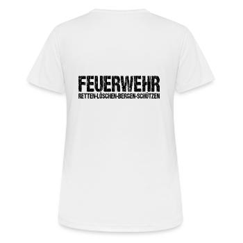 Feuerwehr - Frauen T-Shirt atmungsaktiv - Weiß - Hinten - AI Model Female 172 dark (172cm)