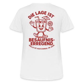 Die Lage ist besäufniserregend – Malle Edition - Frauen T-Shirt atmungsaktiv - Weiß - Hinten - AI Model Female 172 dark (172cm)