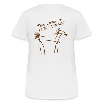 das Leben ist kein Ponyhof - Frauen T-Shirt atmungsaktiv - Weiß - Hinten - AI Model Female 172 dark (172cm)