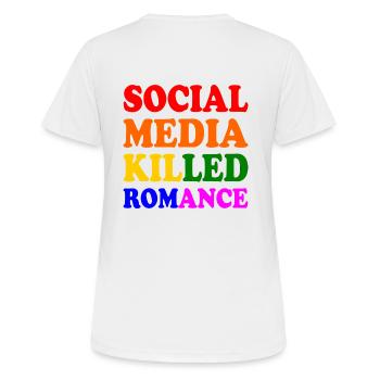 social media killed romance - Women's Breathable T-Shirt - white - Back - AI Model Female 172 dark (172cm)