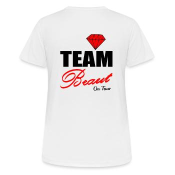 JGA - Frauen T-Shirt atmungsaktiv - Weiß - Hinten - AI Model Female 172 dark (172cm)