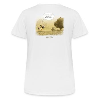 Soll ich jetzt vielleicht Angst haben? - Frauen T-Shirt atmungsaktiv - Weiß - Hinten - AI Model Female 172 dark (172cm)