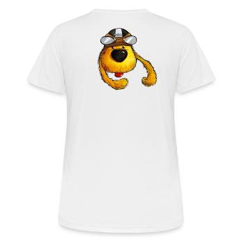 Geheimagent Morris - Frauen T-Shirt atmungsaktiv - Weiß - Hinten - AI Model Female 172 dark (172cm)