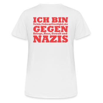 Ich bin gegen Nazis - Frauen T-Shirt atmungsaktiv - Weiß - Hinten - AI Model Female 172 dark (172cm)