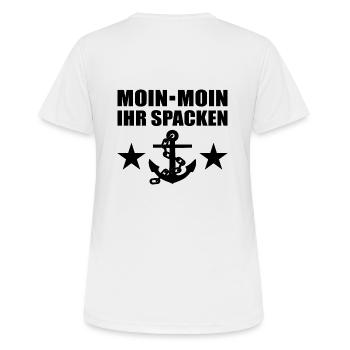 Moin - Frauen T-Shirt atmungsaktiv - Weiß - Hinten - AI Model Female 172 dark (172cm)
