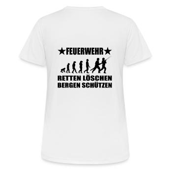 Feuerwehr - Frauen T-Shirt atmungsaktiv - Weiß - Hinten - AI Model Female 172 dark (172cm)