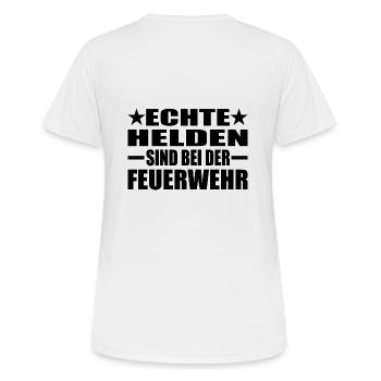 Feuerwehr - Frauen T-Shirt atmungsaktiv - Weiß - Hinten - AI Model Female 172 dark (172cm)