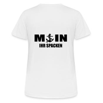 Moin - Frauen T-Shirt atmungsaktiv - Weiß - Hinten - AI Model Female 172 dark (172cm)