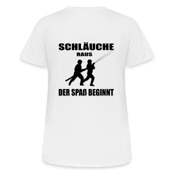 Feuerwehr - Frauen T-Shirt atmungsaktiv - Weiß - Hinten - AI Model Female 172 dark (172cm)