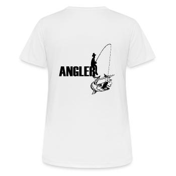 Angeln - Frauen T-Shirt atmungsaktiv - Weiß - Hinten - AI Model Female 172 dark (172cm)