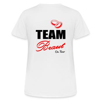 JGA - Frauen T-Shirt atmungsaktiv - Weiß - Hinten - AI Model Female 172 dark (172cm)