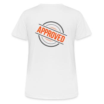 Tampon approuvé – 2 couleurs - T-shirt respirant Femme - blanc - Dos - AI Model Female 172 dark (172cm)