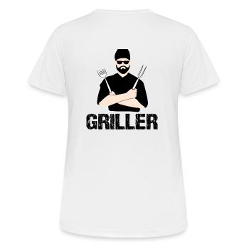 BBQ - Frauen T-Shirt atmungsaktiv - Weiß - Hinten - AI Model Female 172 dark (172cm)