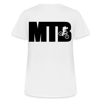 MTB - Frauen T-Shirt atmungsaktiv - Weiß - Hinten - AI Model Female 172 dark (172cm)