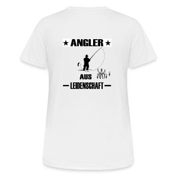 Angeln - Frauen T-Shirt atmungsaktiv - Weiß - Hinten - AI Model Female 172 dark (172cm)
