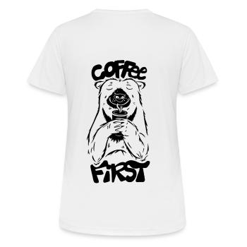 FIRST A CAFE - Women's Breathable T-Shirt - white - Back - AI Model Female 172 dark (172cm)