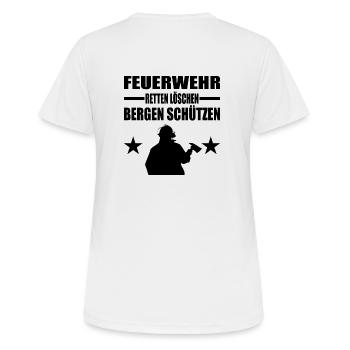 Feuerwehr - Frauen T-Shirt atmungsaktiv - Weiß - Hinten - AI Model Female 172 dark (172cm)
