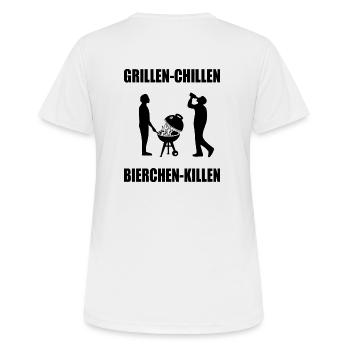 BBQ - Frauen T-Shirt atmungsaktiv - Weiß - Hinten - AI Model Female 172 dark (172cm)