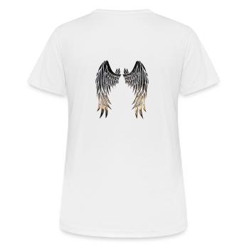 Flügel in Gold - Frauen T-Shirt atmungsaktiv - Weiß - Hinten - AI Model Female 172 dark (172cm)
