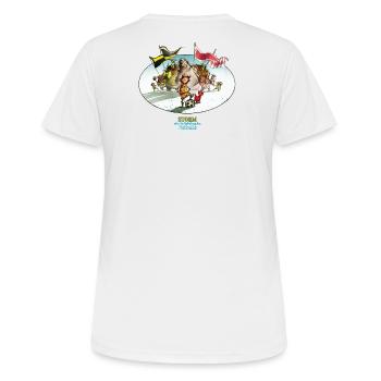 STORM oder die Erfindung des Fußballs - Frauen T-Shirt atmungsaktiv - Weiß - Hinten - AI Model Female 172 dark (172cm)