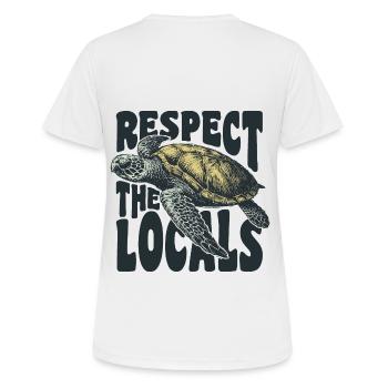 Respektieren Sie die Einheimischen - Frauen T-Shirt atmungsaktiv - Weiß - Hinten - AI Model Female 172 dark (172cm)